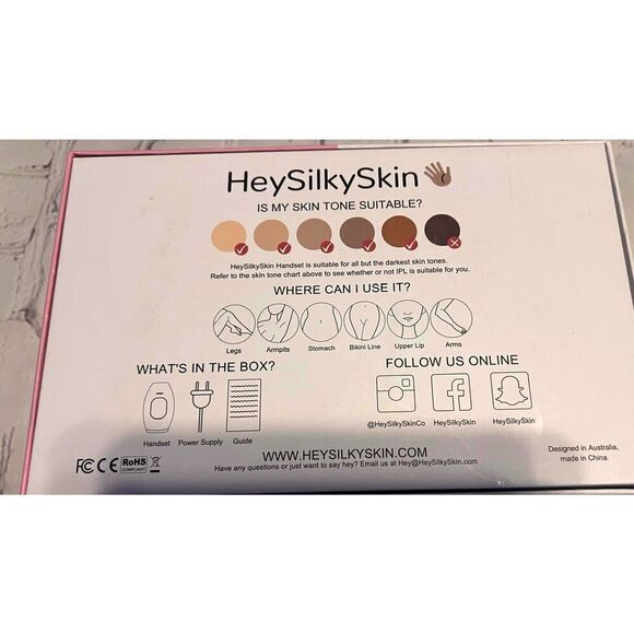 Hey Silky Skin Women's Advanced IPL Hair Removal Handset Rose Gold Pink New - Picture 8 of 15